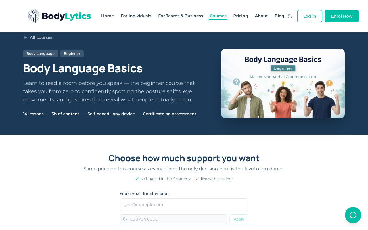 Screenshot: Course detail page